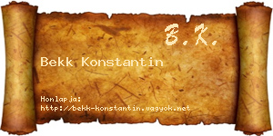 Bekk Konstantin névjegykártya